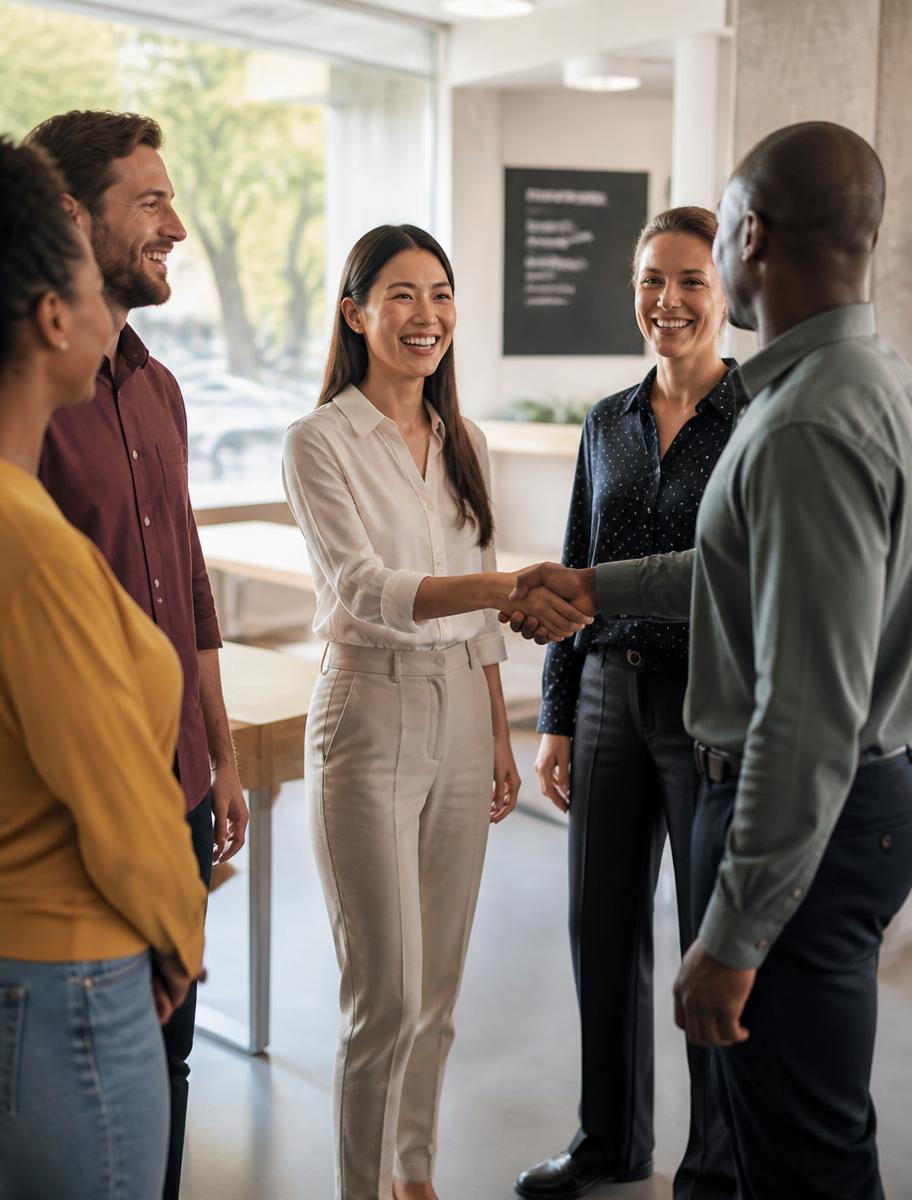 A new employee meeting colleagues from across the organisation